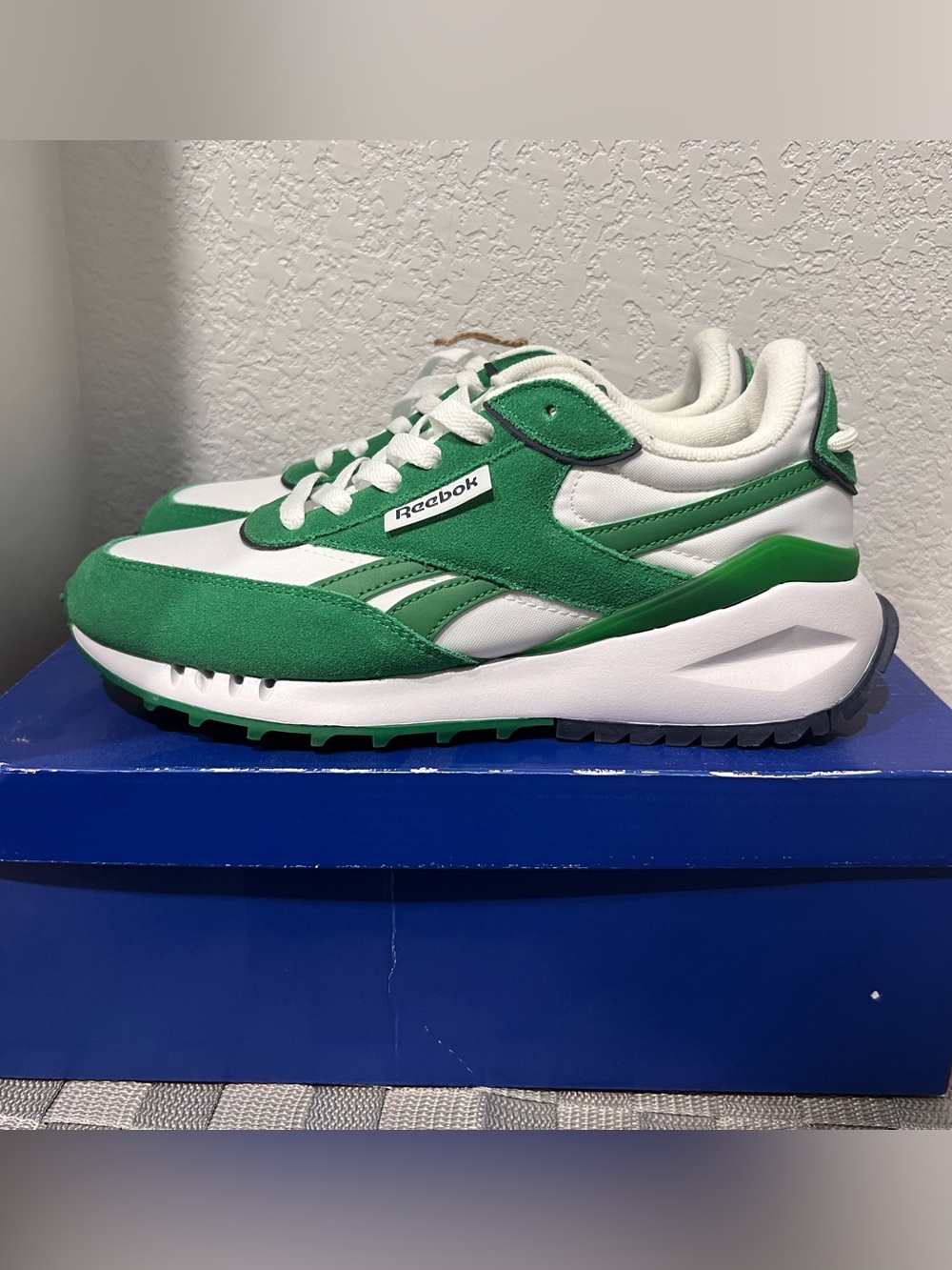 Reebok Women Green and White Retro Runner Sneakers - Picture 1 of 4